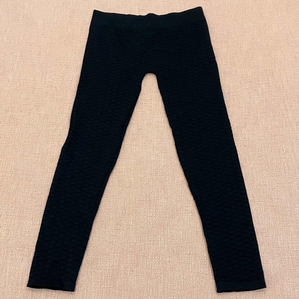 Patterned Waist 27 Black Textured Women's thights